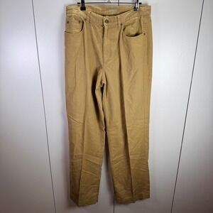 VTG Liz Claiborne Womens 12 Khaki Cotton Linen Pant Straight Leg Quiet Luxury